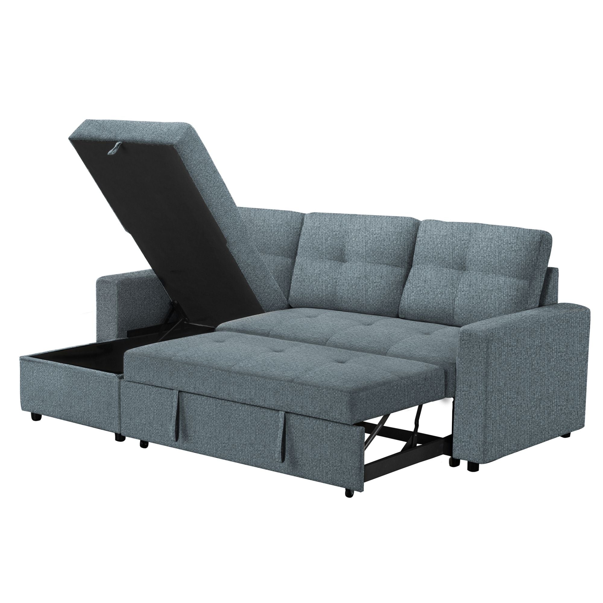 Sofa Sleeper with Reversable Storage Lounger in Blue/Grey | CastleUp Experience Centre Online Furniture