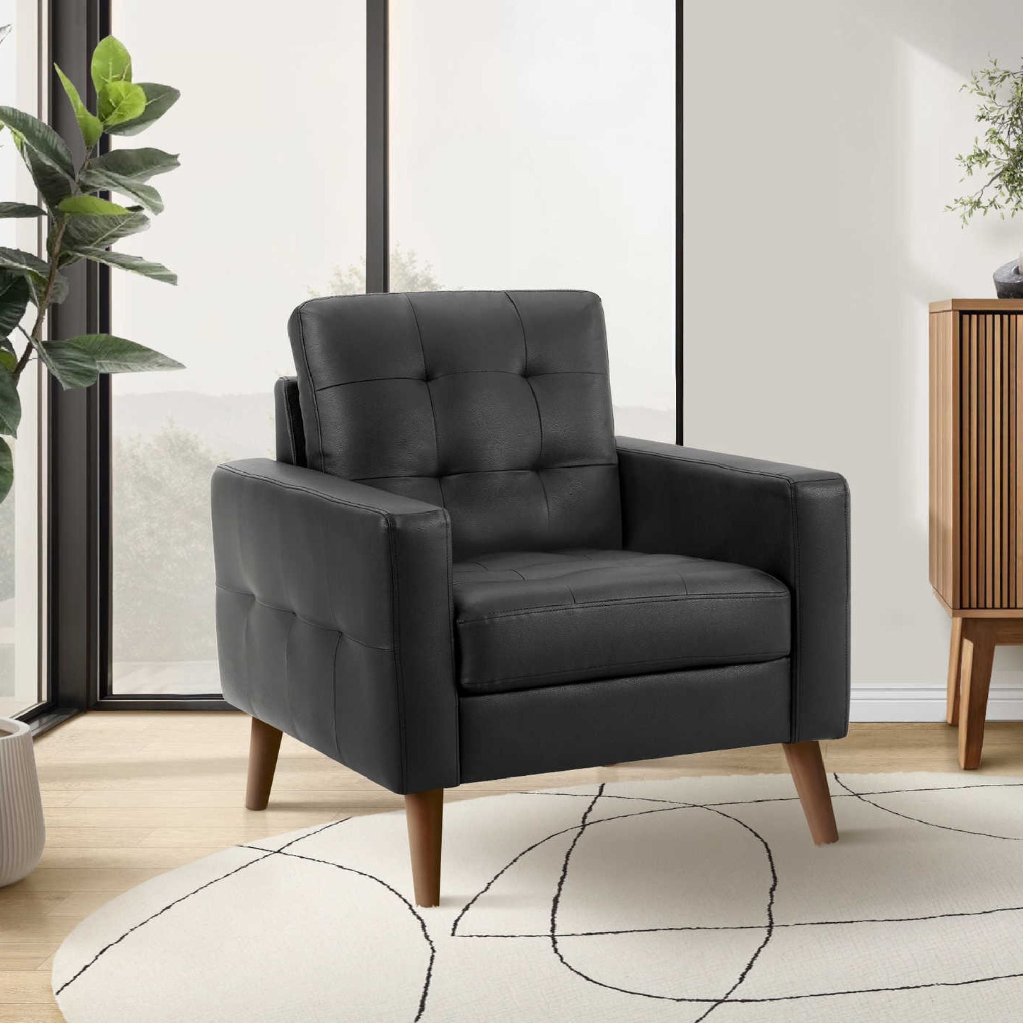 Monroe Sofa Set Black PU | CastleUp Experience Centre Online Furniture