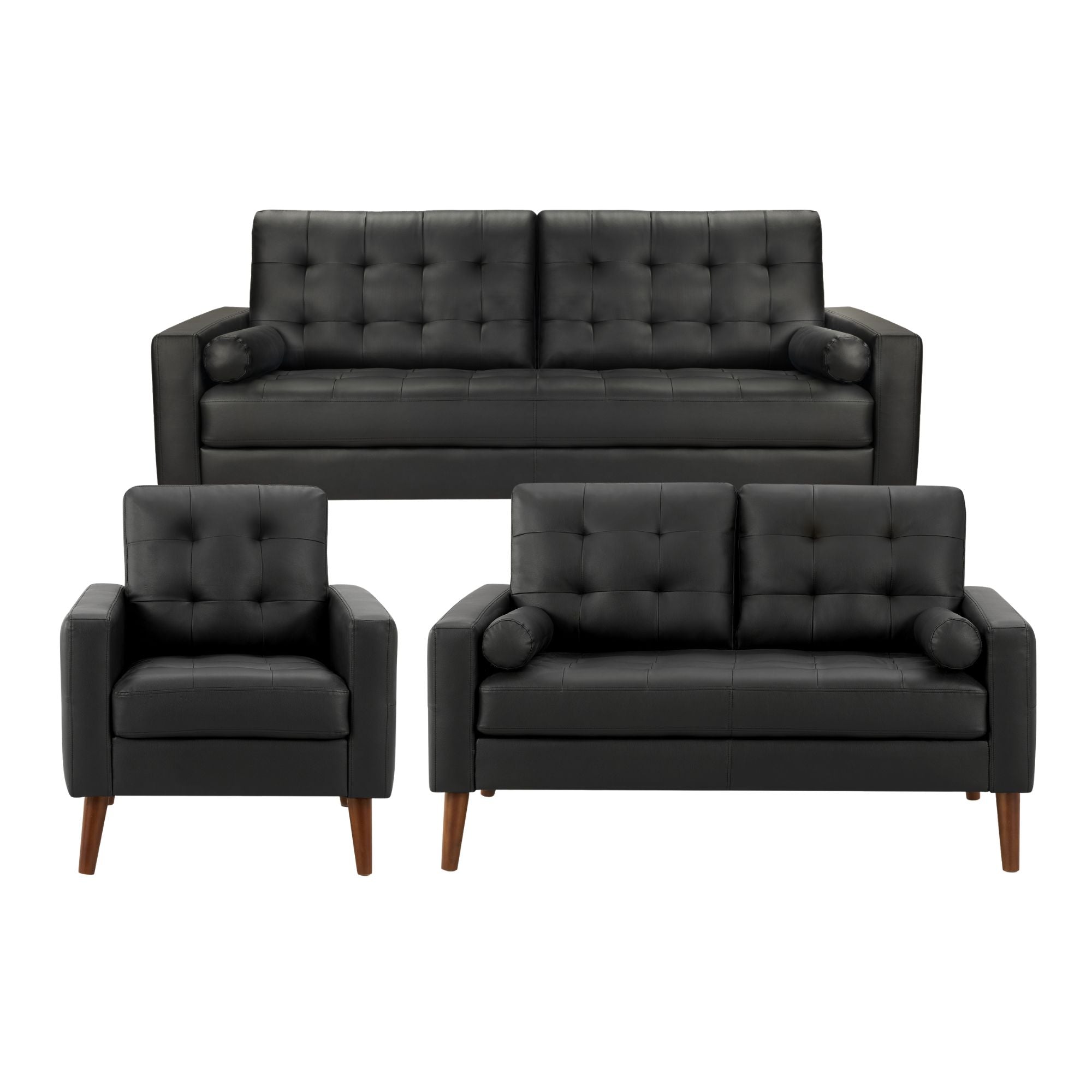 Monroe Sofa Set Black PU | CastleUp Experience Centre Online Furniture