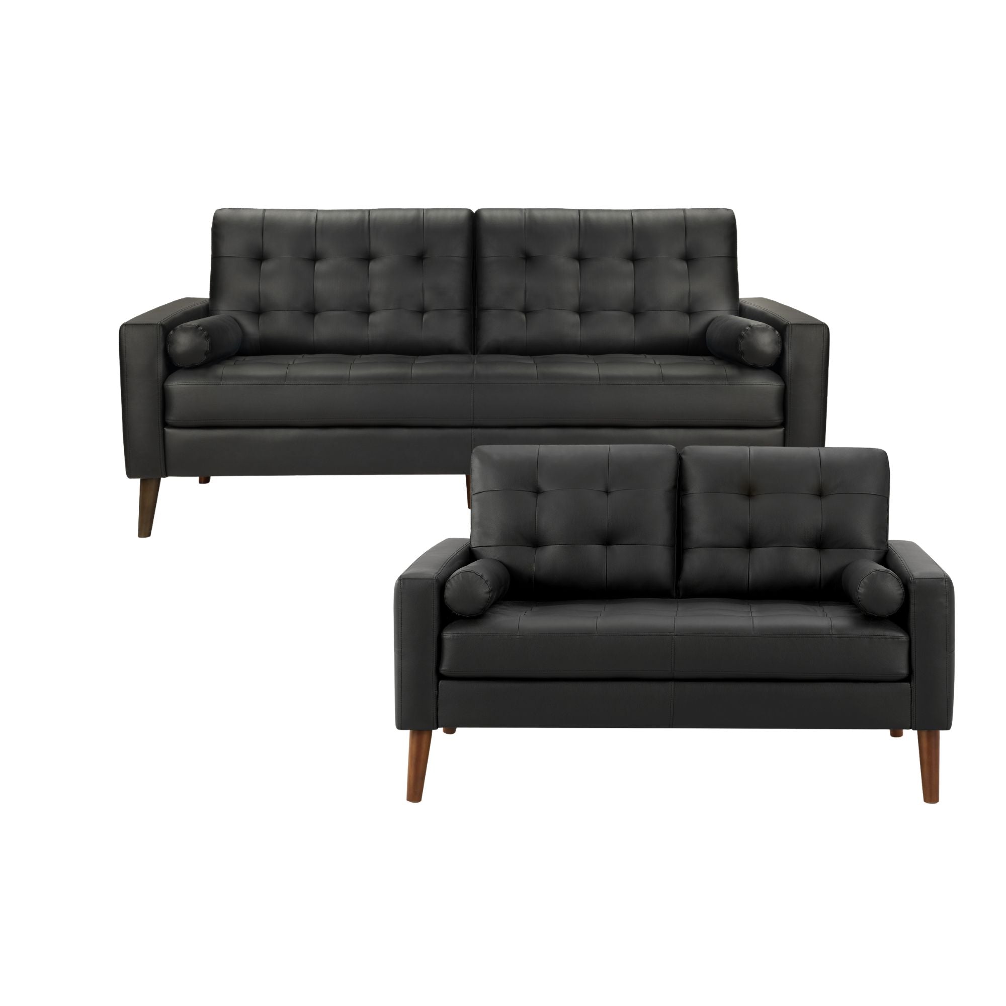 Monroe Sofa Set Black PU | CastleUp Experience Centre Online Furniture