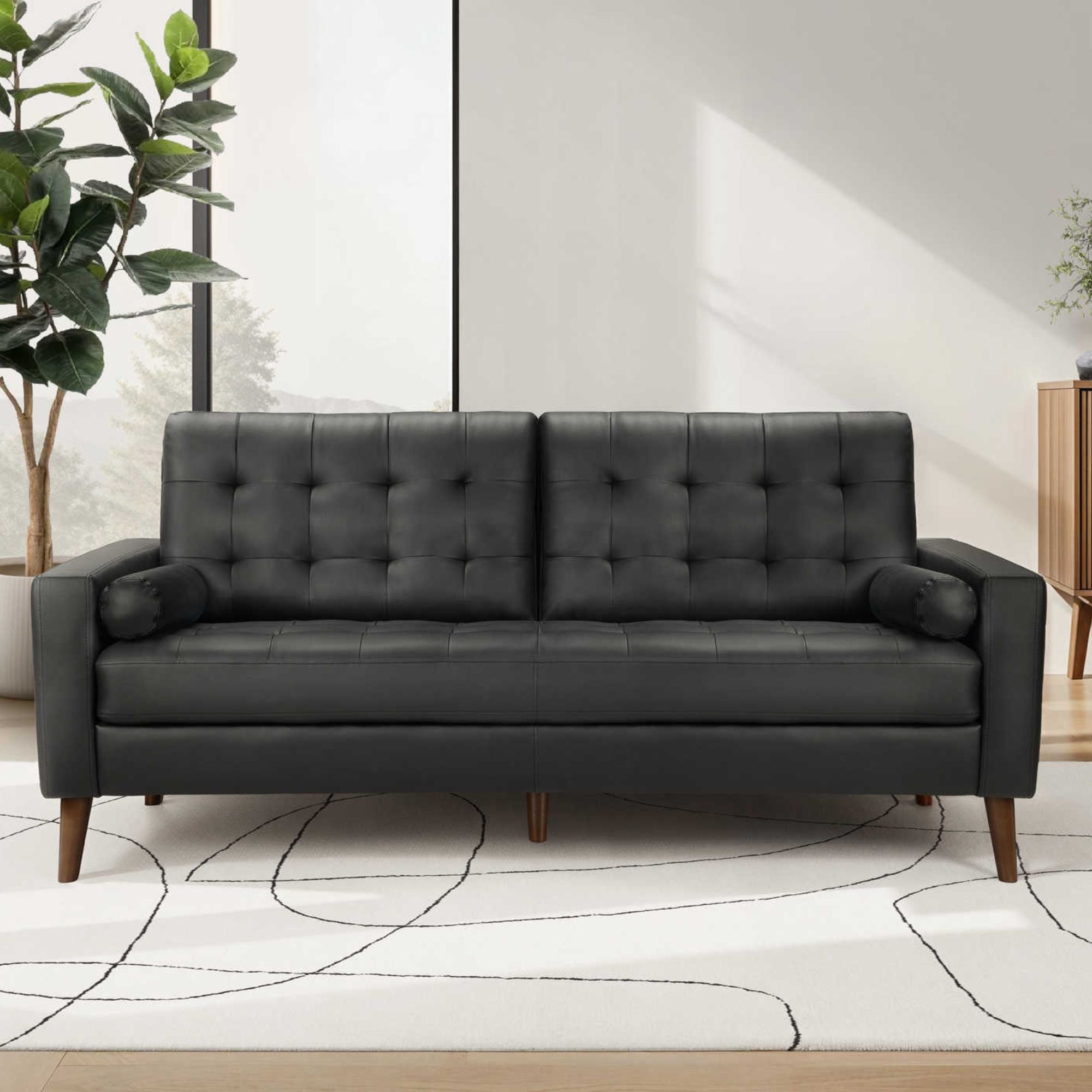 Monroe 75 inch Sofa Black PU | CastleUp Experience Centre Online Furniture