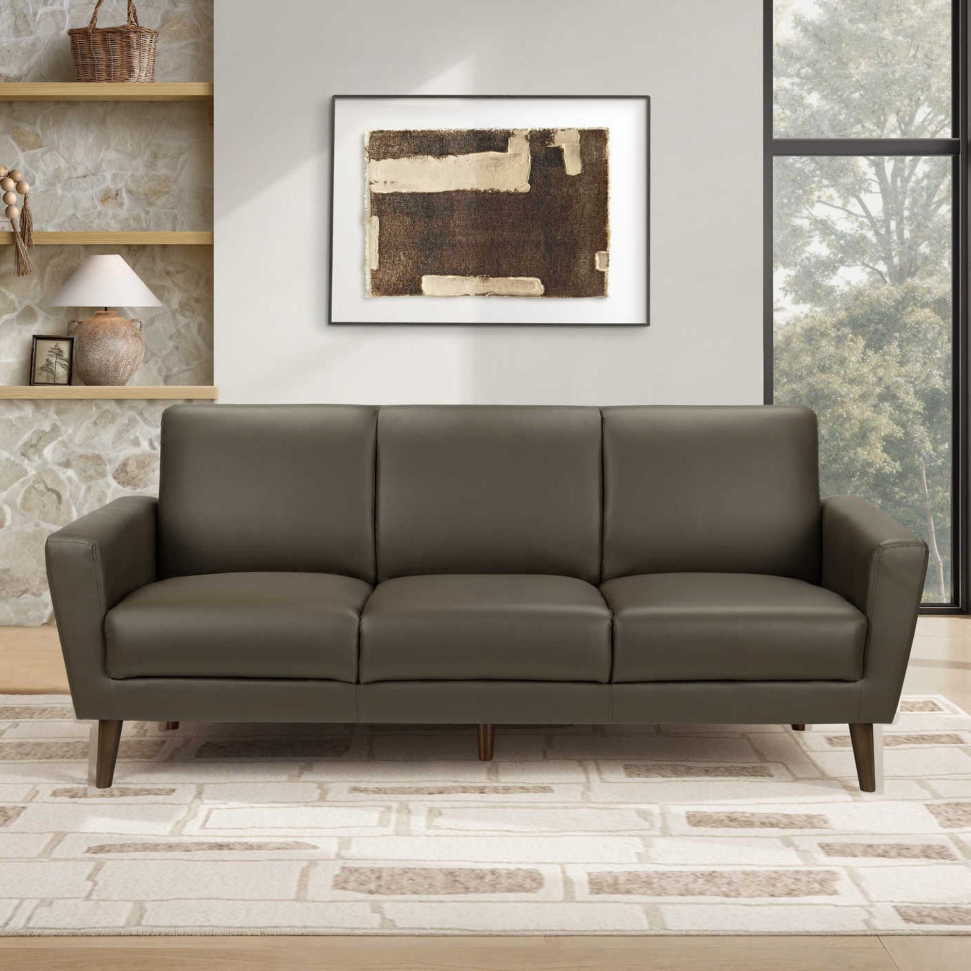 Dalton 77 inch Sofa Brown PU | CastleUp Experience Centre Online Furniture
