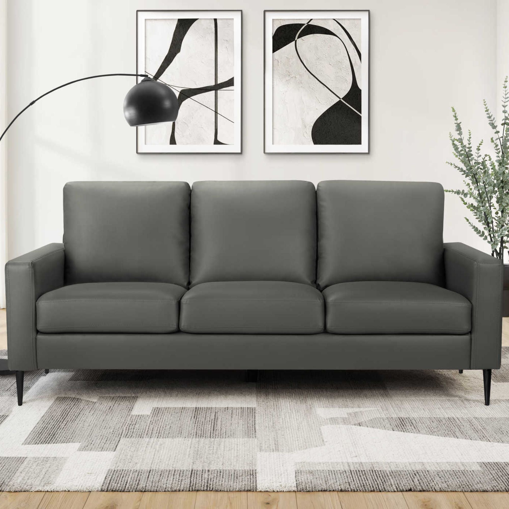 Greyson 75 inch Sofa Grey PU | CastleUp Experience Centre Online Furniture