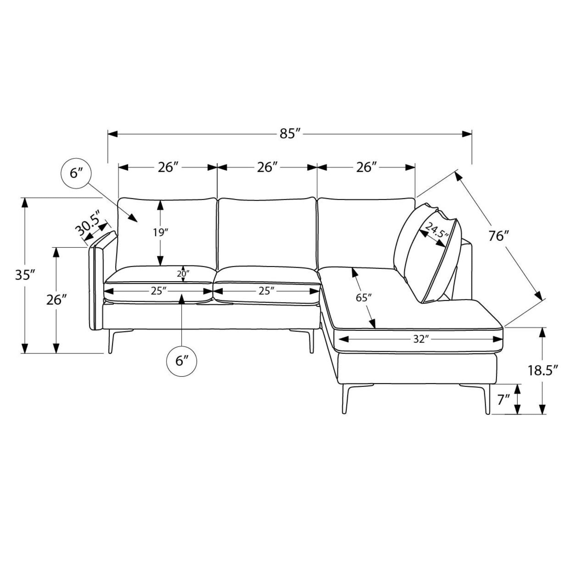 Everett 85 inch LFH Sofa Sectional Grey | CastleUp Experience Centre Online Furniture