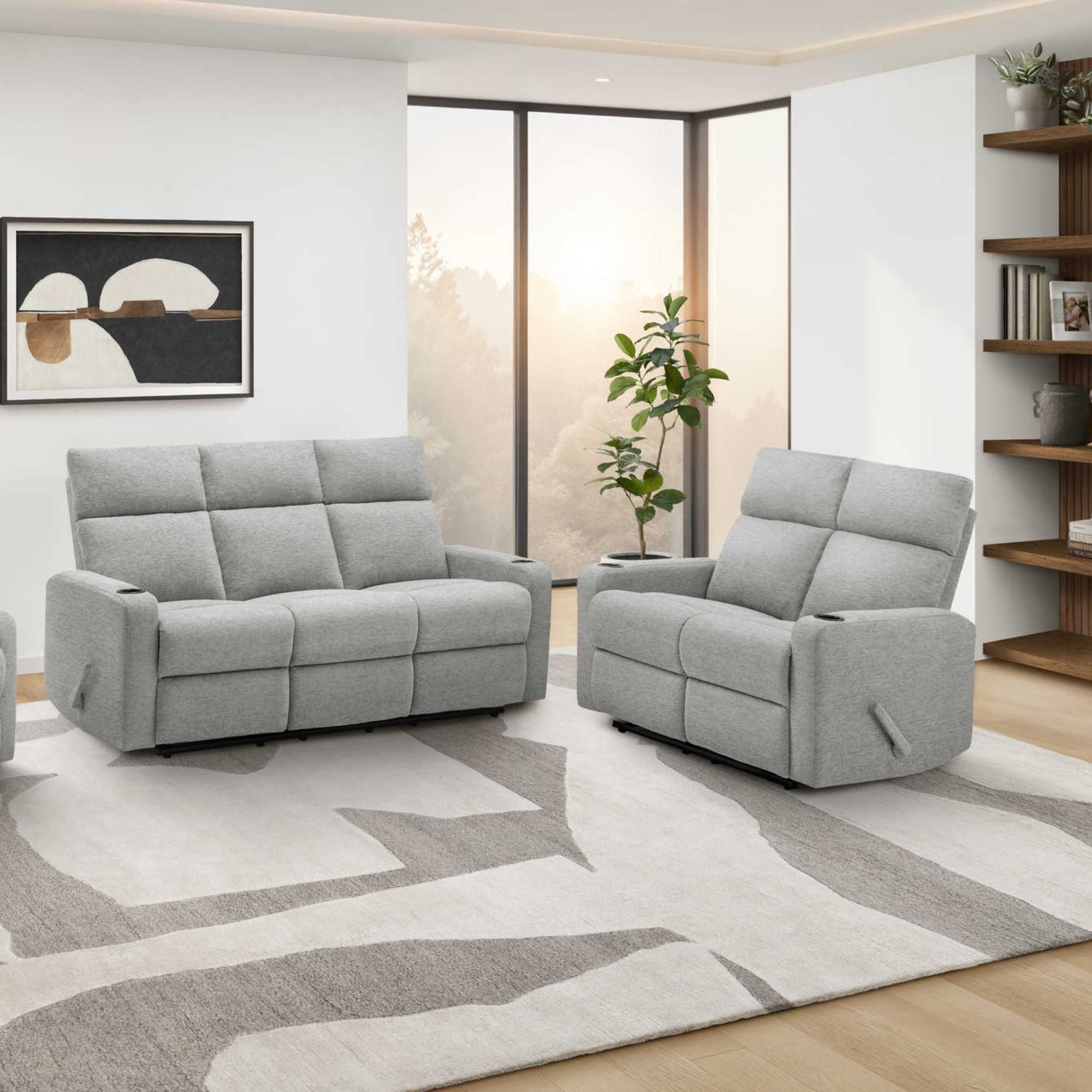 Causeuse inclinable Arden avec porte-gobelets Gris clair