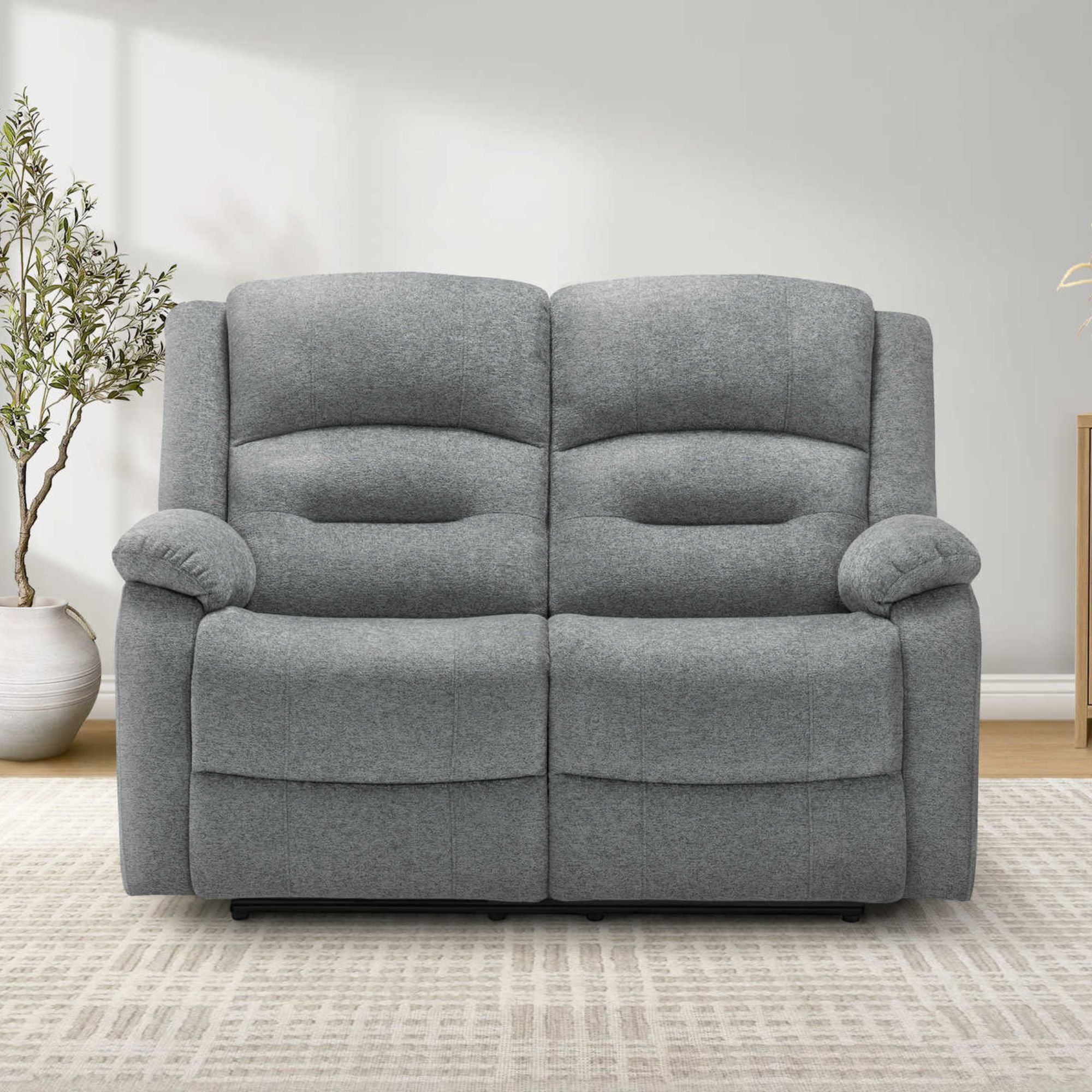 Grey Monarch CloudRest 2-seater power reclining loveseat with USB ports, featuring plush cushions and modern design.