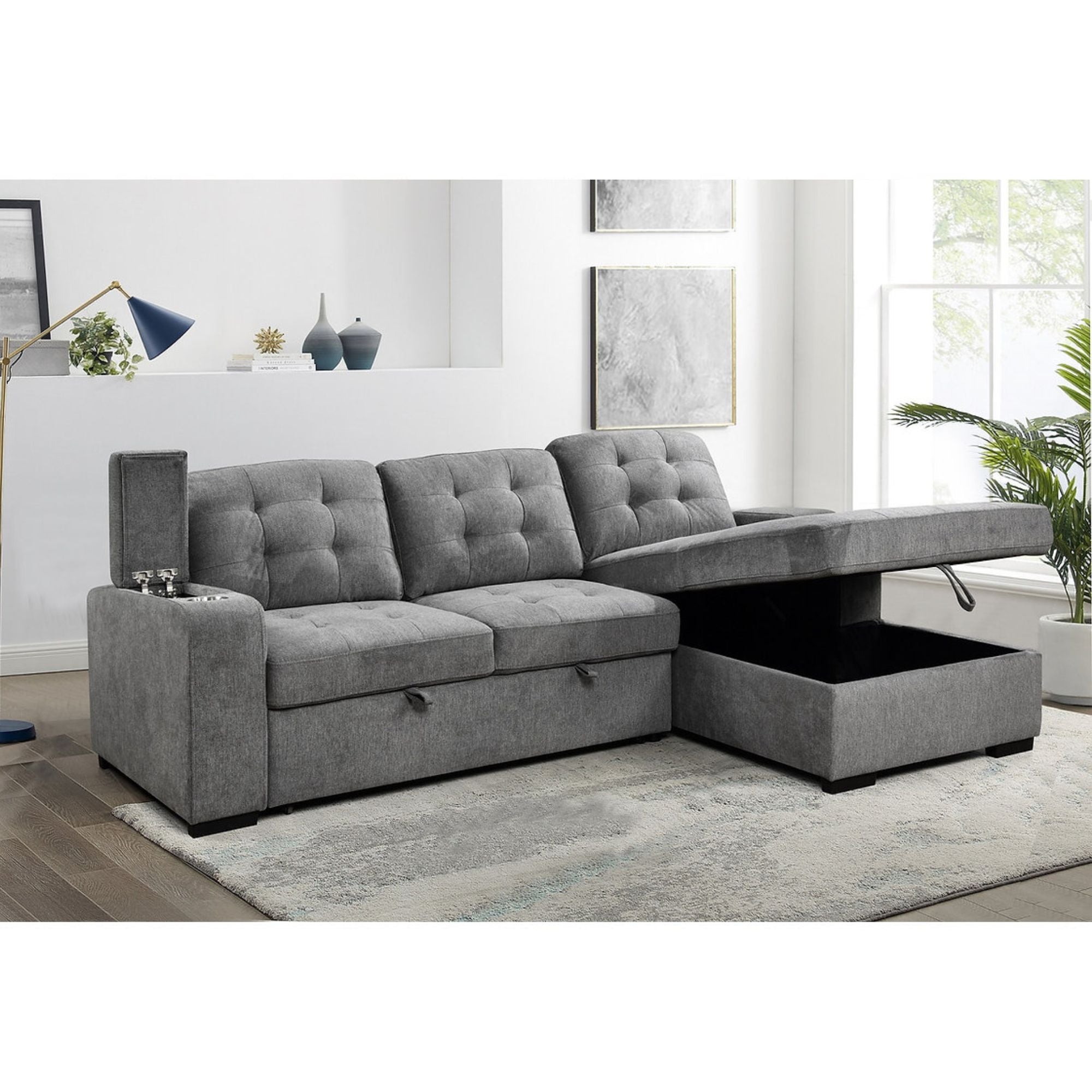 Knox Sectional Sleeper in Grey | CastleUp Experience Centre