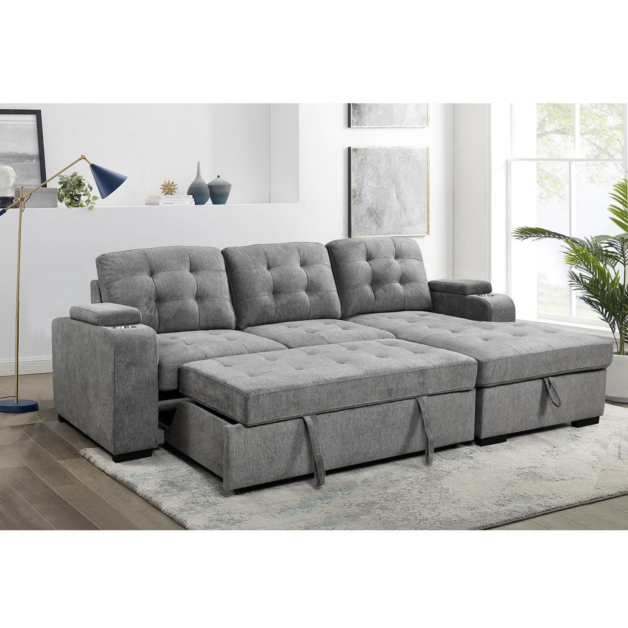 Knox Sectional Sleeper in Grey | CastleUp Experience Centre