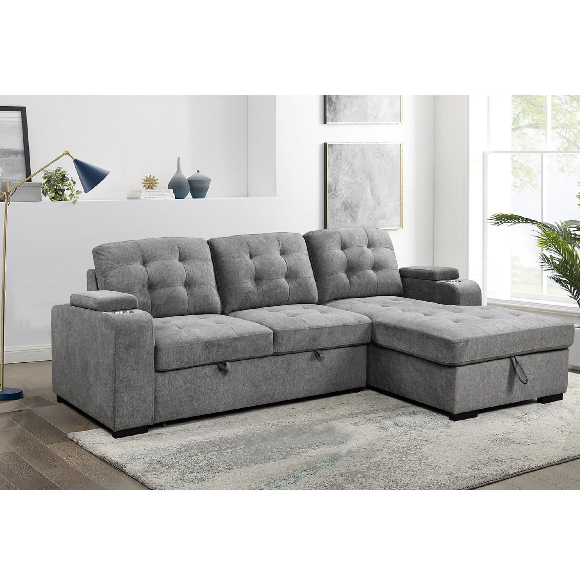 Knox Sectional Sleeper in Grey | CastleUp Experience Centre