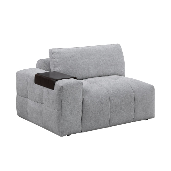 Grey Tidal 3-piece modular sofa by MAZ, showing the side view with plush cushions and modern design for living room comfort.