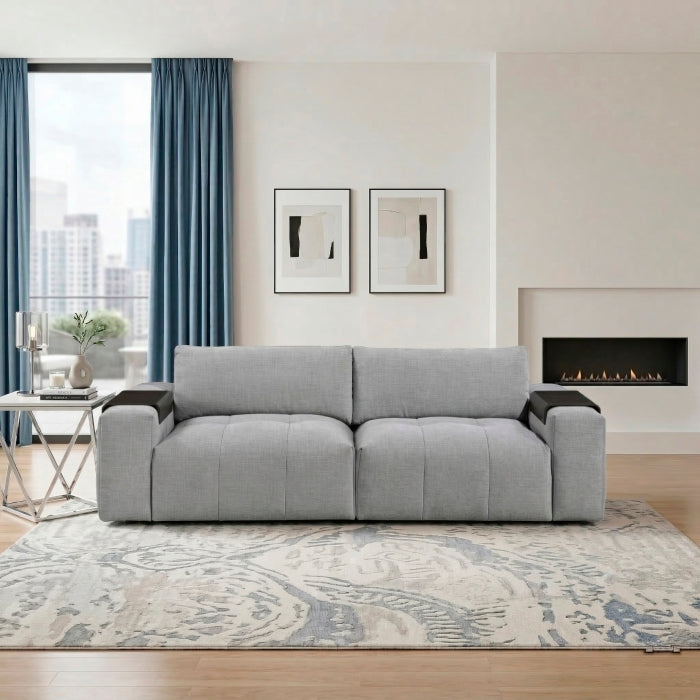 Gray MAZ Tidal 2-piece modular loveseat with plush cushions and modern design, shown from the front.