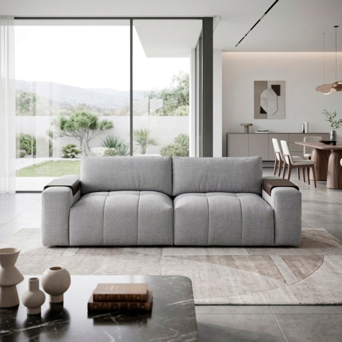 Gray MAZ Tidal 2-Piece Modular Loveseat showing the front view with plush cushions and modern design.