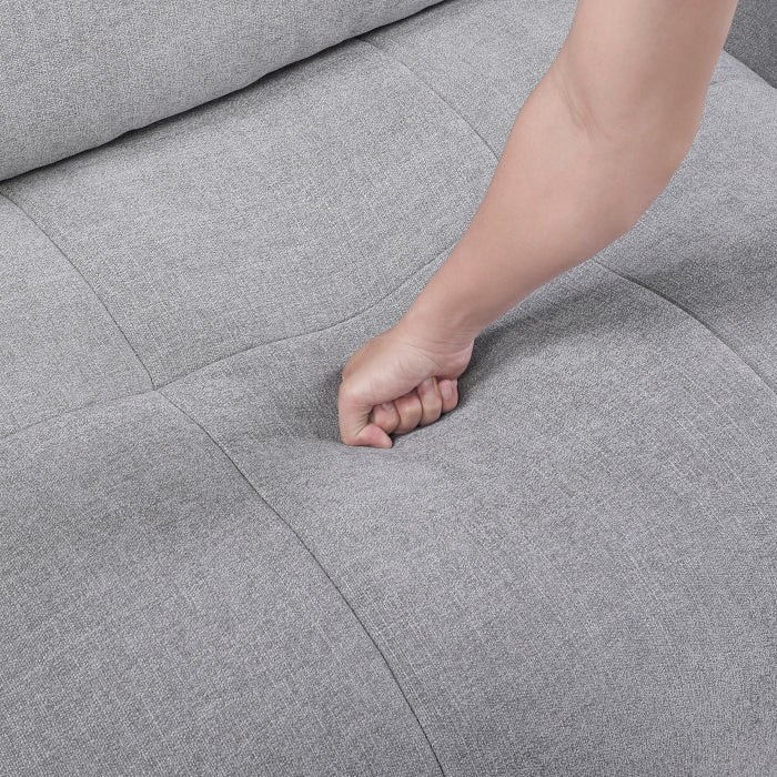 Gray Tidal 3-Piece Modular Sofa by MAZ, featuring close-up details of its fabric and modern design with clean lines.