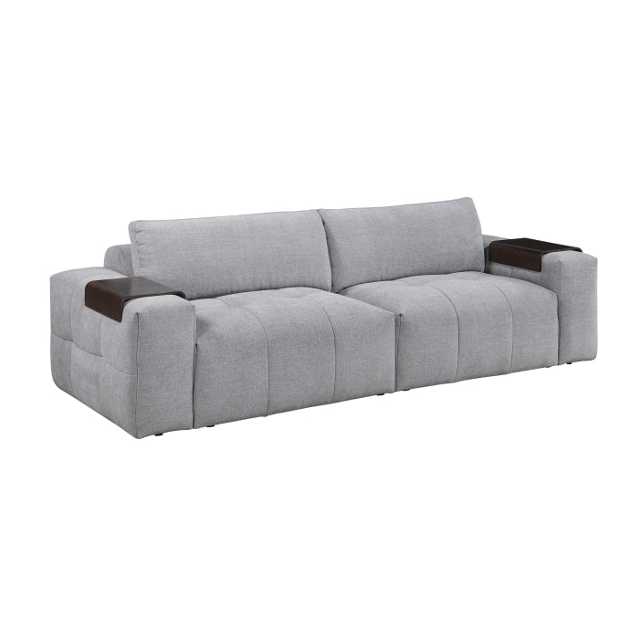 Gray MAZ Tidal 2-piece modular loveseat with plush cushions and modern design, shown from side view on a plain background.