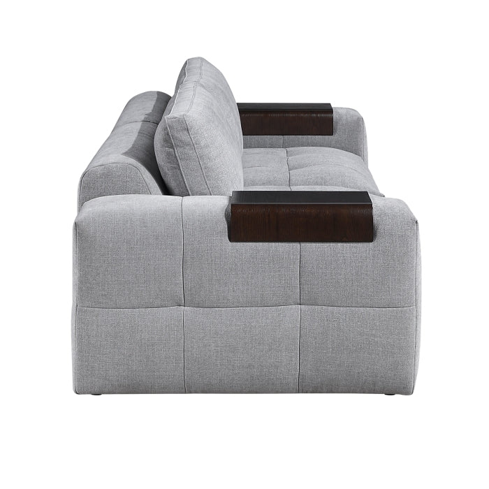 Gray Tidal 2-piece modular loveseat by MAZ showing side view with cushions and modern design, ideal for contemporary living spaces.
