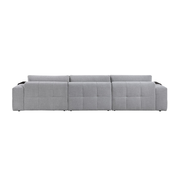 Grey Tidal 3-piece modular sofa by MAZ, showing the back view with clean lines and plush cushions.