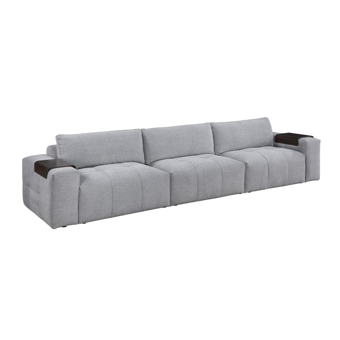 MAZ Tidal 3-piece modular sofa in grey, showing side view with modern fabric upholstery and adjustable sections.