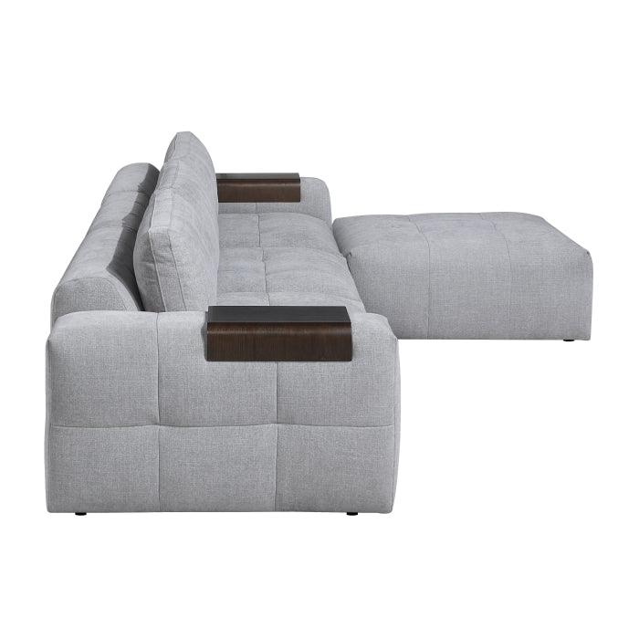 Grey MAZ Tidal 4-piece modular sectional sofa with matching ottoman, featuring clean lines and comfortable cushions.