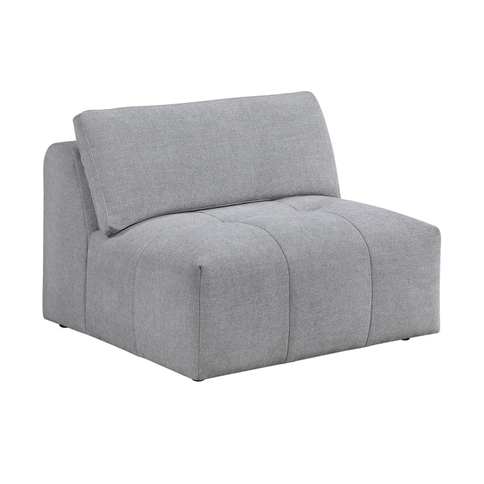 MAZ Tidal 5-piece modular sectional in grey with side view, showcasing contemporary design and plush upholstery.