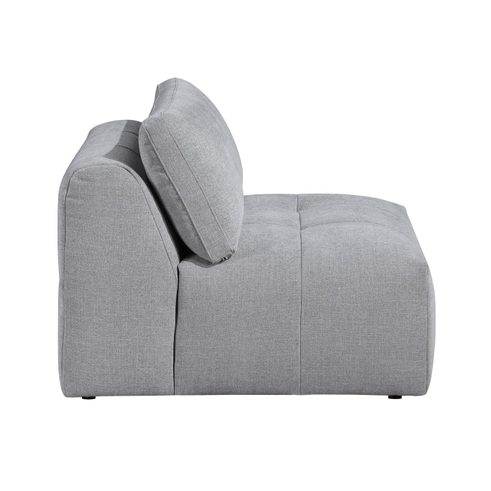 Gray MAZ Tidal 3-piece modular sofa set with side view, showcasing modern design and soft fabric upholstery.