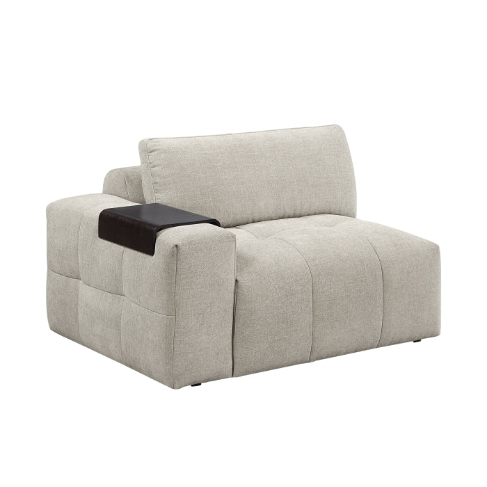 MAZ Tidal 3-Piece Modular Sofa in taupe, showing side view with plush cushions and modern design, no background.