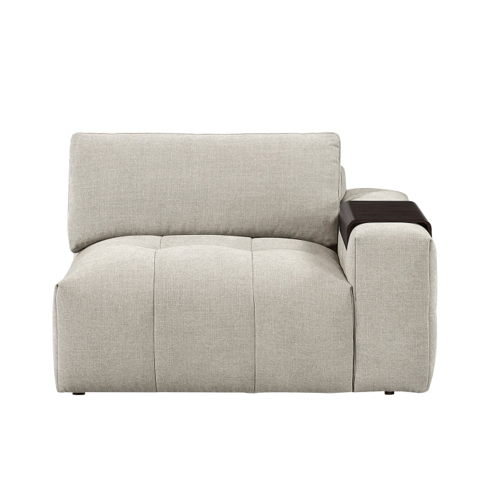MAZ Tidal 3-Piece Modular Sofa in taupe shown from front view with clean lines and plush cushions, designed for modern living spaces.