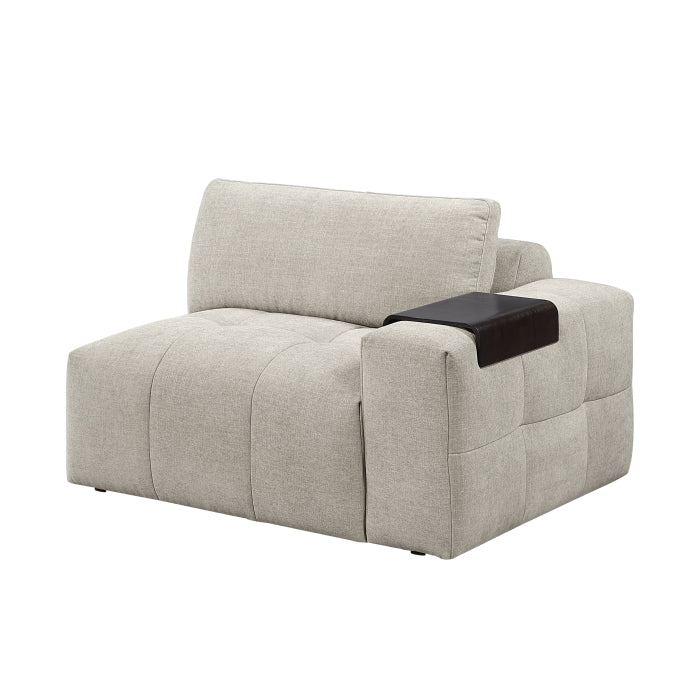 MAZ Tidal 3-Piece Modular Sofa in taupe, showing side view with plush cushions and modern design on a neutral background.