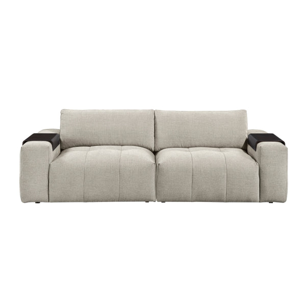 MAZ Tidal 2-Piece Modular Loveseat in taupe, showing the front view with plush cushions and modern design.