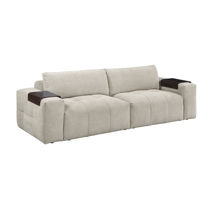 MAZ Tidal 2-Piece Modular Loveseat in taupe, showing side view with clean lines and contemporary design.