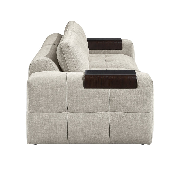 MAZ Tidal 2-Piece Modular Loveseat in taupe, showing side view with plush cushions and modern design on a neutral background