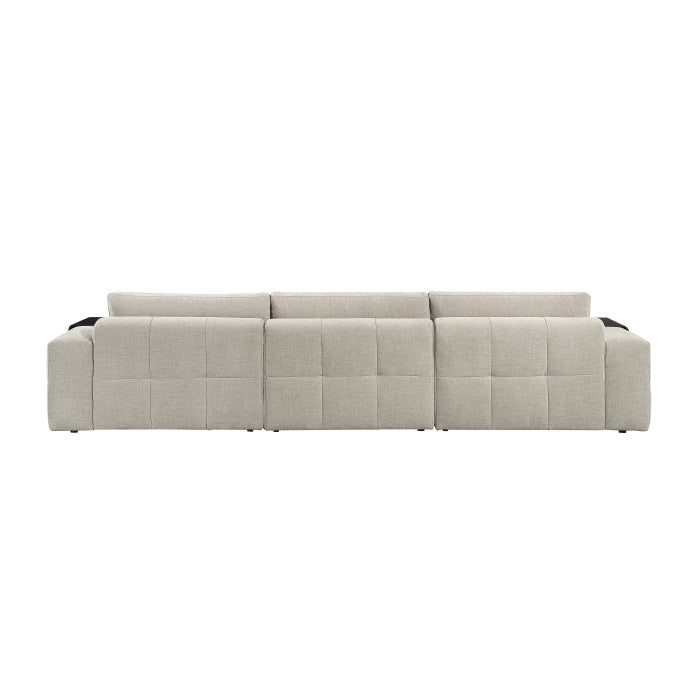 MAZ Tidal 3-piece modular sofa in taupe with back view, showcasing contemporary design and plush cushions.
