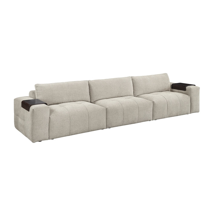 MAZ Tidal 3-Piece Modular Sofa in taupe, showing side view with plush cushions and modern design, no background.