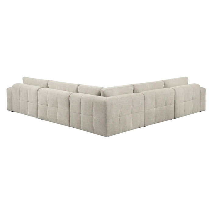 MAZ Tidal 5-Piece Modular Sectional Sofa in taupe, showing back view with clean lines and plush cushions, no background.