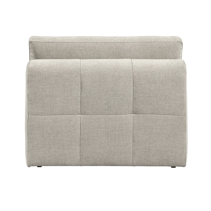 Taupe Tidal 3-piece modular sofa by MAZ, featuring plush cushions and a contemporary design, shown from the back against a plain background.