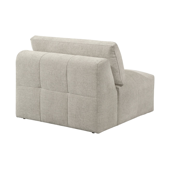 MAZ Tidal 3-piece modular sofa in taupe fabric, showing the back view and contemporary design with plush cushions.