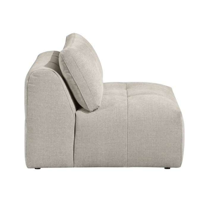 MAZ Tidal 3-piece modular taupe sofa with side view, featuring plush cushions and modern design for versatile living room setup.