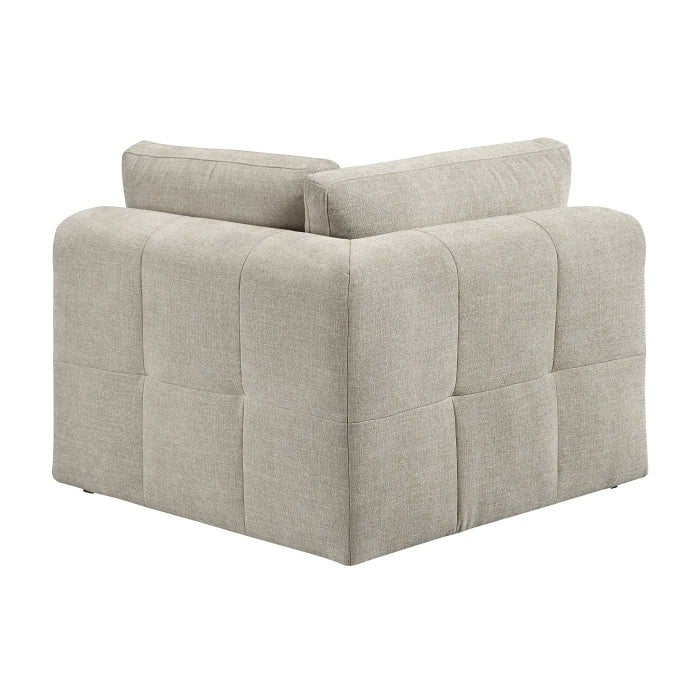 Taupe MAZ Tidal 5-piece modular sectional sofa with back cushions, shown from the back, demonstrating its spacious design and fabric texture.