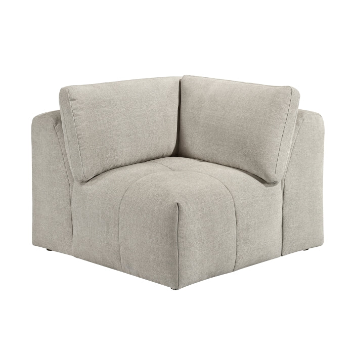 MAZ Tidal 5-piece taupe modular sectional sofa with clean lines and plush cushions, shown from the front on a white background.