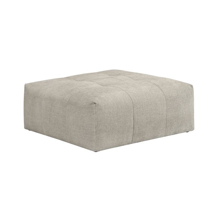 MAZ Tidal 4-piece modular sectional with matching ottoman in taupe, featuring plush cushions and modern design, side view.