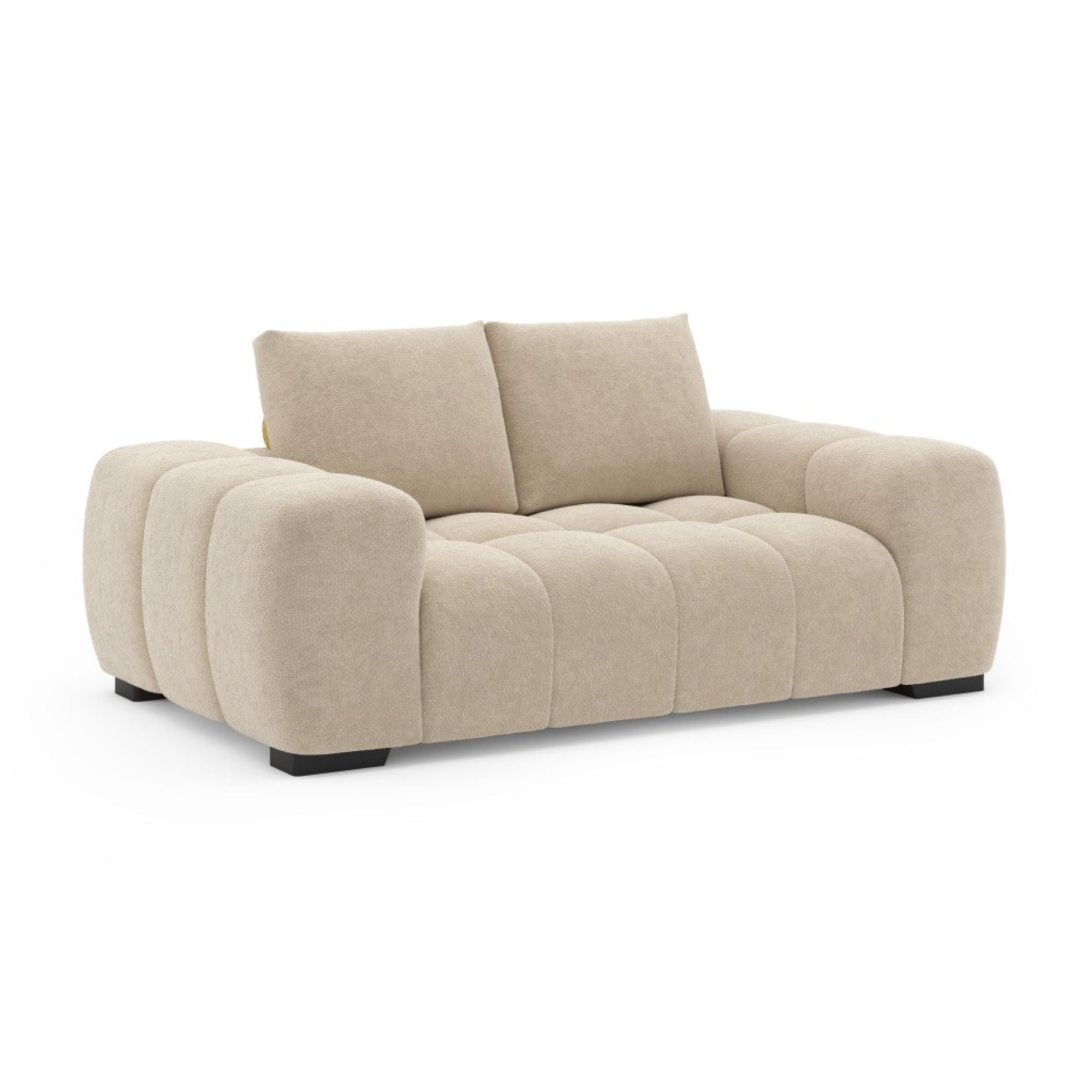 Brassex Zara Collection beige loveseat with plush cushions and wooden legs, stylish and comfortable for living room seating.