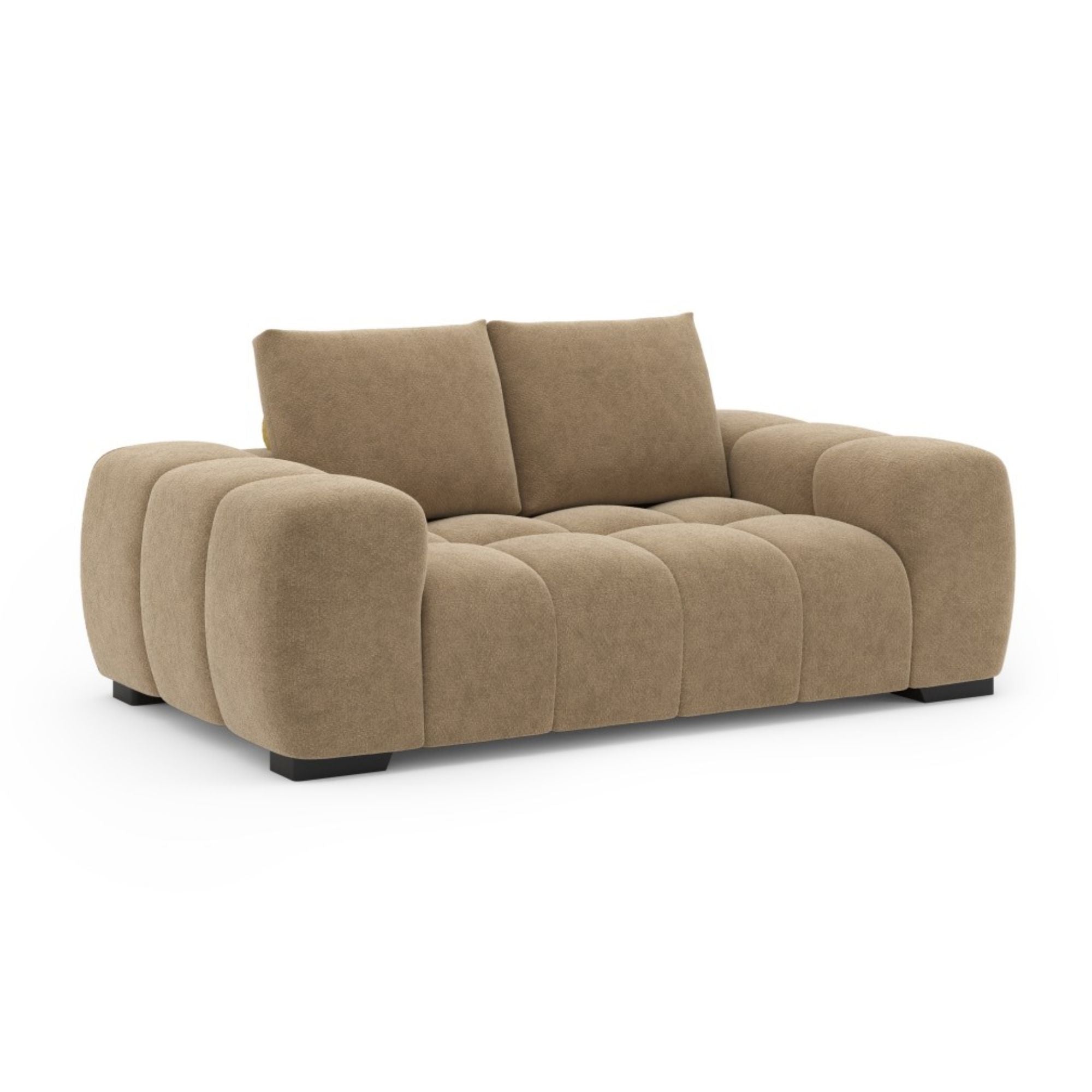 Brassex Zara Collection taupe loveseat with plush fabric and cushioned seating, perfect for cozy living room spaces.