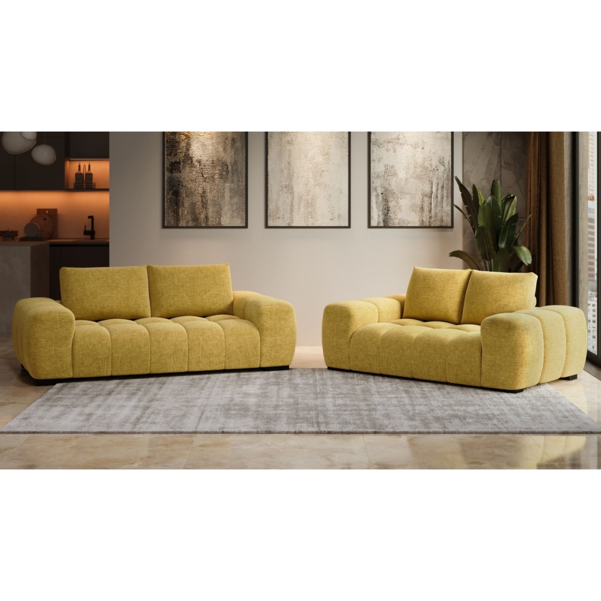 Zara Collection Loveseat in Yellow | CastleUp Experience Centre Online Furniture