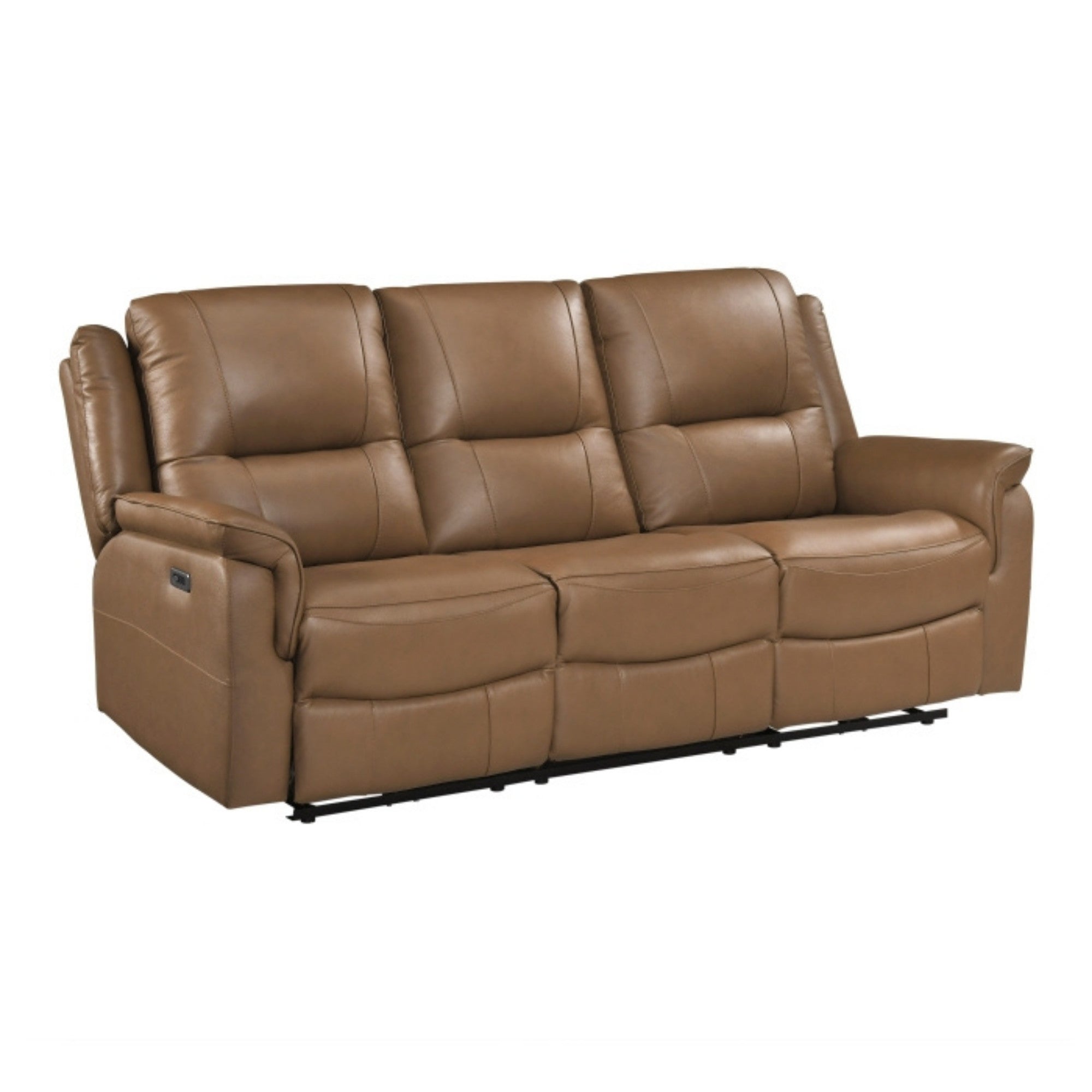 Haven Collection Power Leather Reclining Sofa in Brown