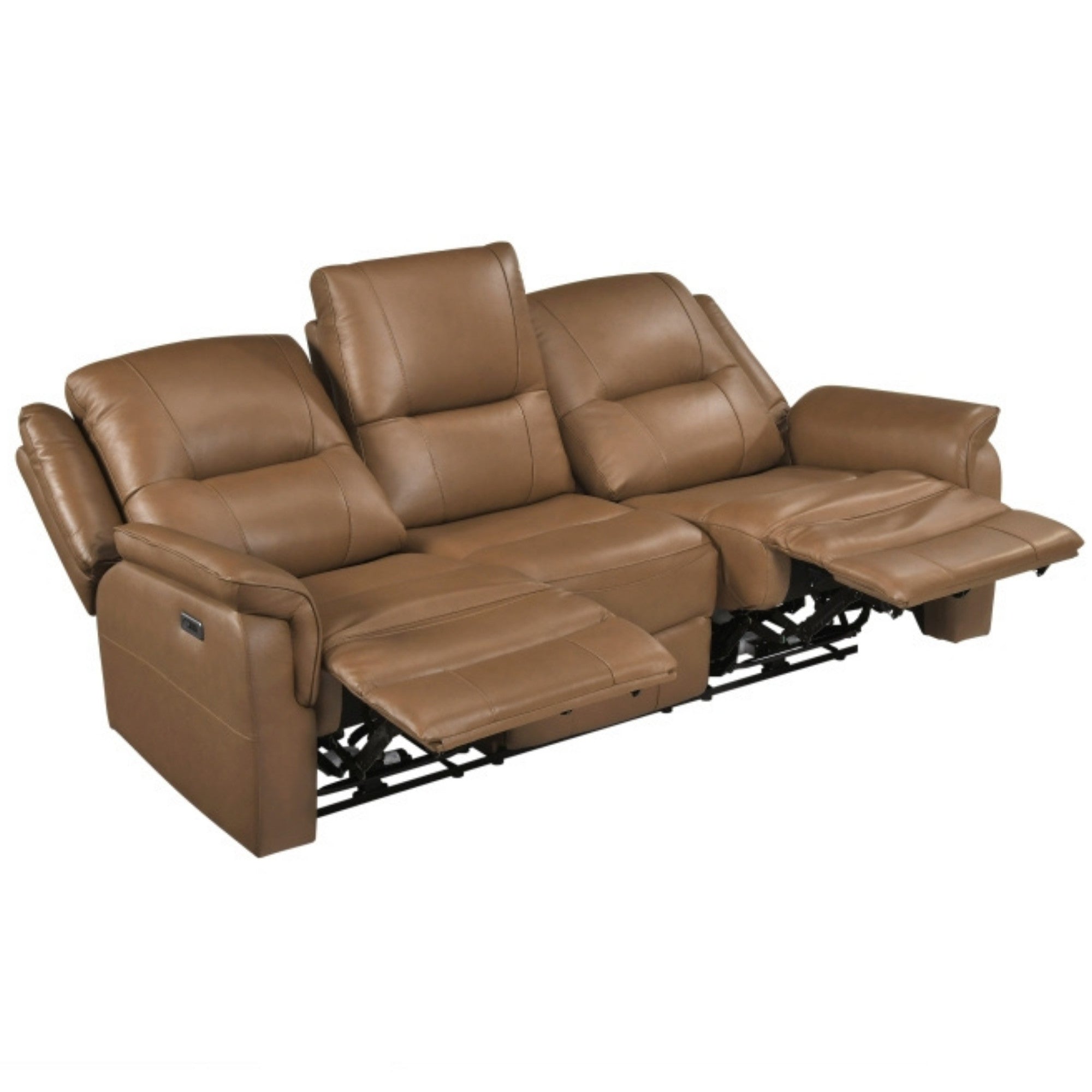 Haven Collection Power Leather Reclining Sofa in Brown