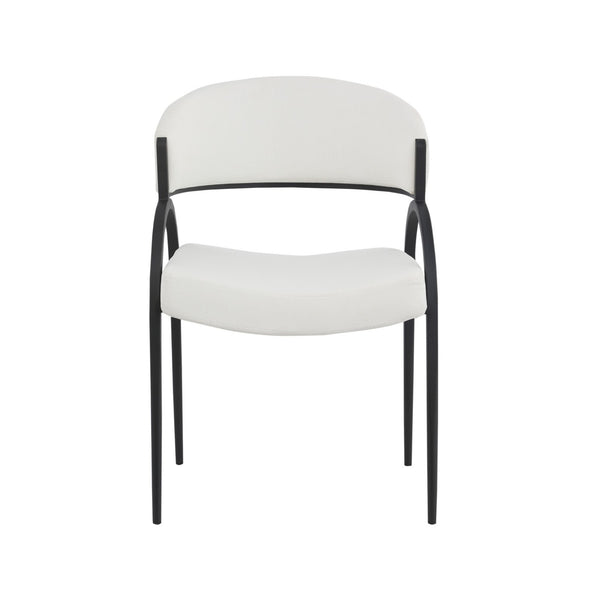 Pair of Brassex modern curved cream and black dining chairs set, showcasing stylish upholstered seating and sleek design.