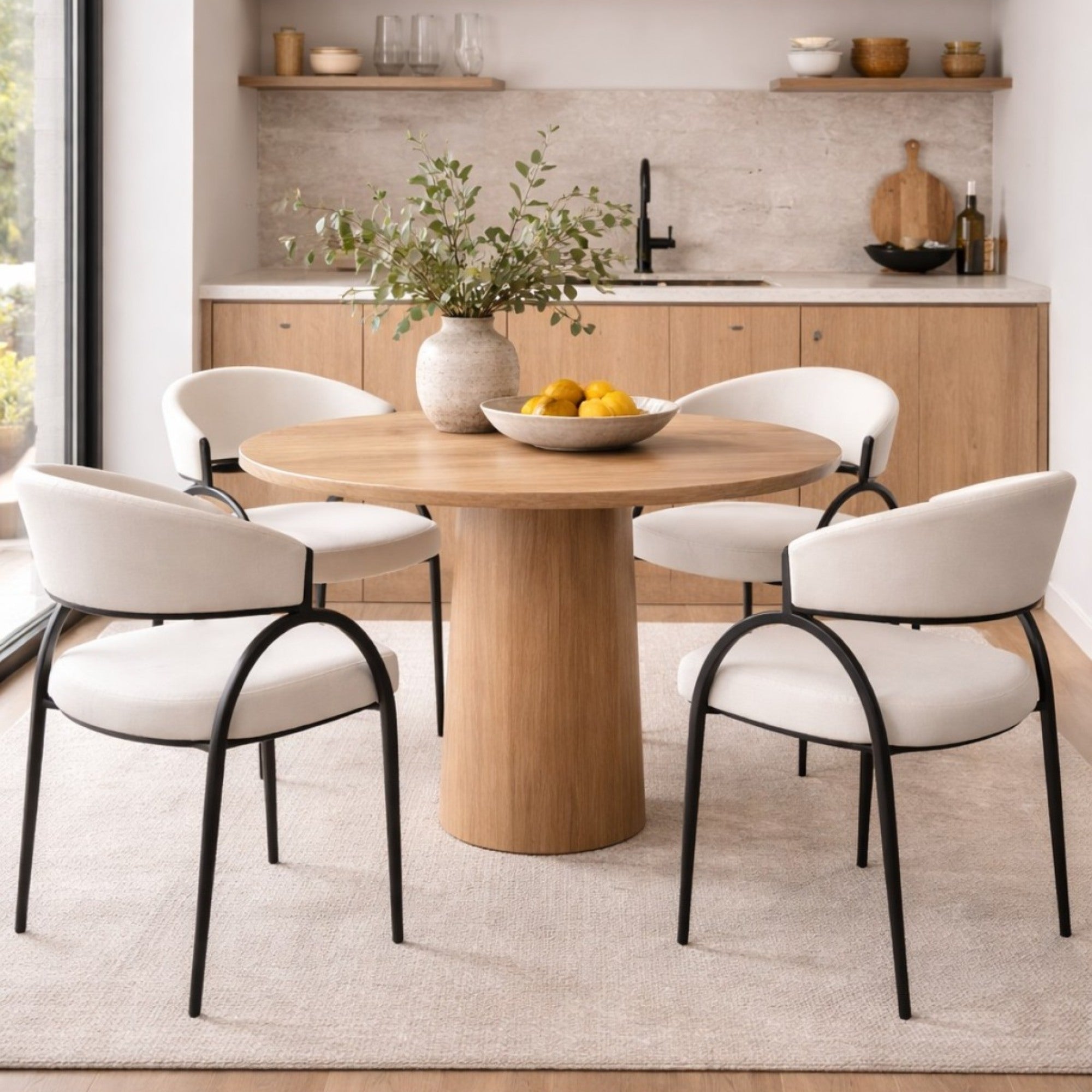 Chaise de salle à manger Caspian moderne du milieu du siècle, couleur sable (lot de 2)