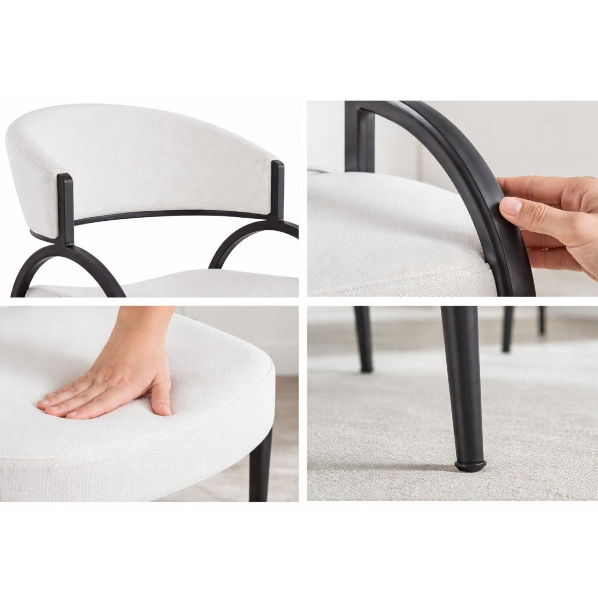 Chaise de salle à manger Caspian moderne du milieu du siècle, couleur sable (lot de 2)