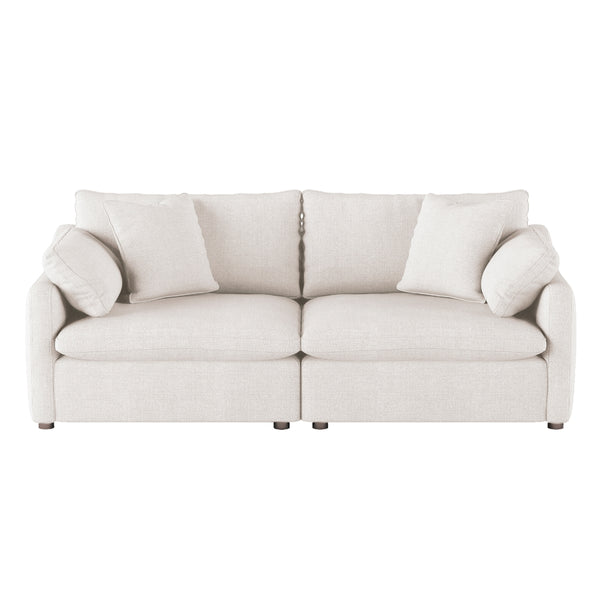 MAZ Howerton Collection loveseats, 2-piece modular set with beige fabric, modern design, and plush cushions, shown from front.