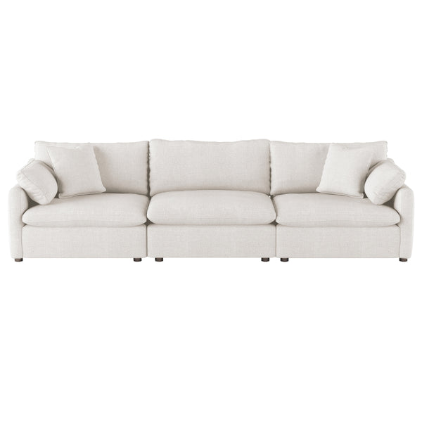 MAZ Howerton Collectional 3-seat sofa with modular design, beige upholstery, and clean-lined modern style, shown from the front.