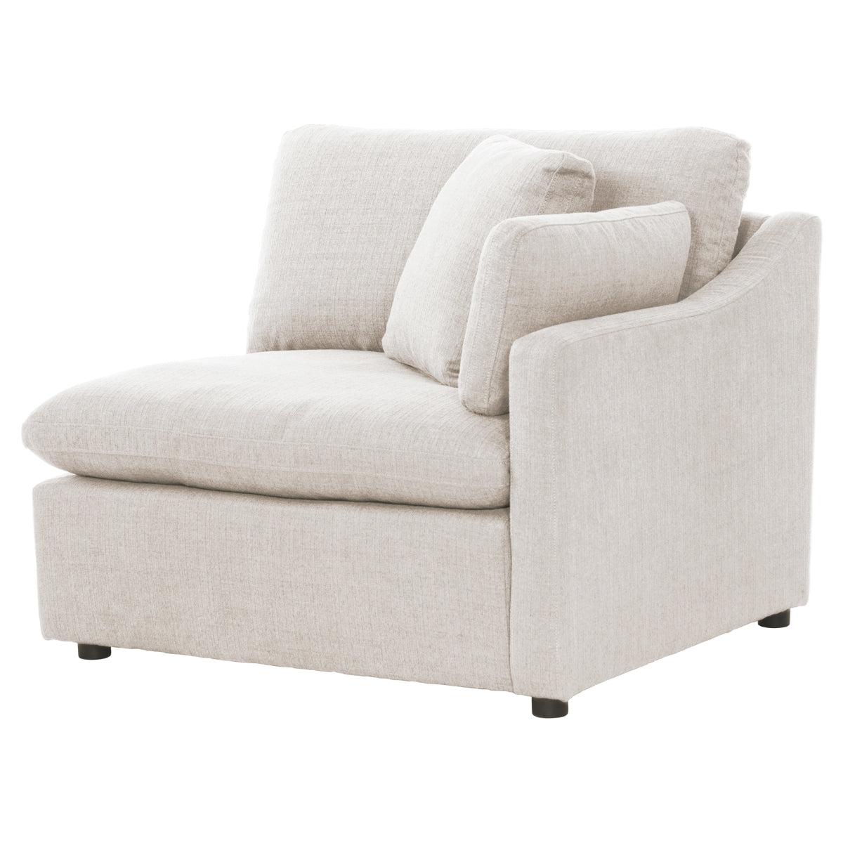MAZ Howerton Collection 4-seat sectional sofa with right-side armchair, beige fabric, modern living room setting, angled view.
